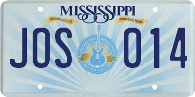 MS license plate JOS014