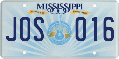 MS license plate JOS016
