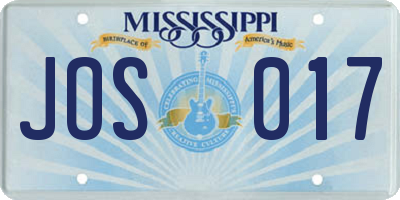 MS license plate JOS017