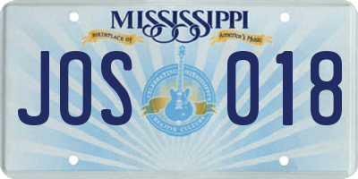 MS license plate JOS018