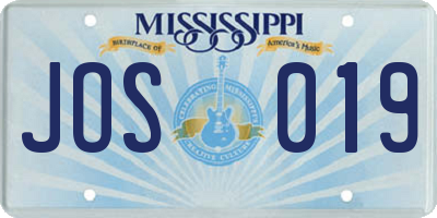 MS license plate JOS019