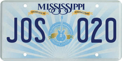 MS license plate JOS020