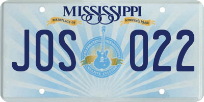 MS license plate JOS022