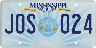 MS license plate JOS024