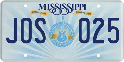 MS license plate JOS025