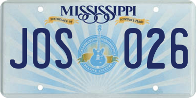 MS license plate JOS026