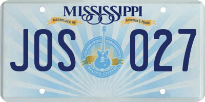 MS license plate JOS027