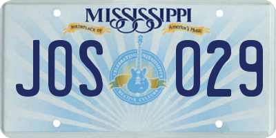 MS license plate JOS029