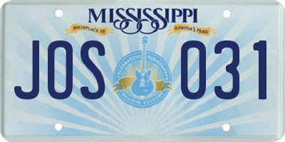MS license plate JOS031
