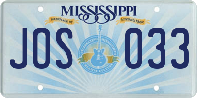 MS license plate JOS033