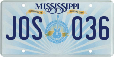 MS license plate JOS036