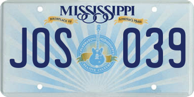 MS license plate JOS039