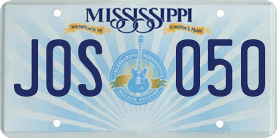 MS license plate JOS050