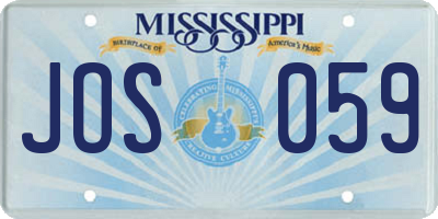 MS license plate JOS059