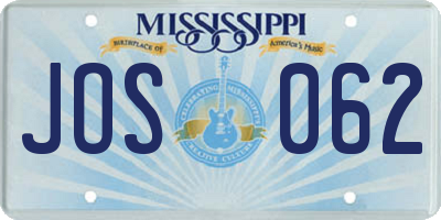 MS license plate JOS062