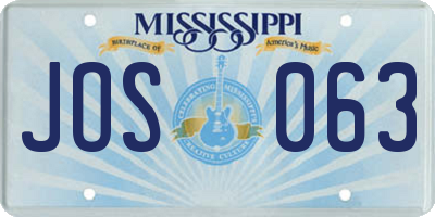 MS license plate JOS063