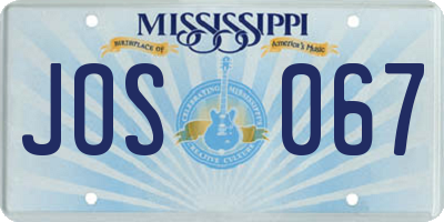 MS license plate JOS067