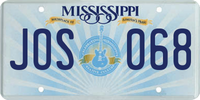 MS license plate JOS068