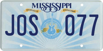 MS license plate JOS077