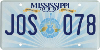 MS license plate JOS078