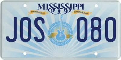 MS license plate JOS080