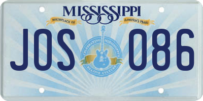 MS license plate JOS086