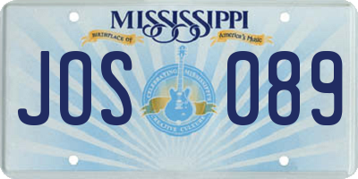 MS license plate JOS089