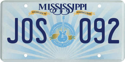 MS license plate JOS092