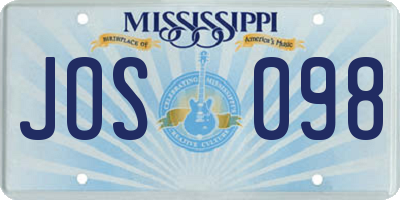 MS license plate JOS098