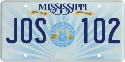 MS license plate JOS102