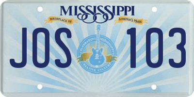 MS license plate JOS103