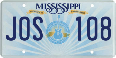 MS license plate JOS108