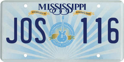 MS license plate JOS116