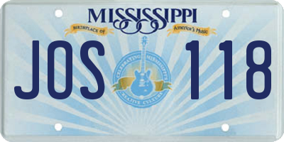 MS license plate JOS118
