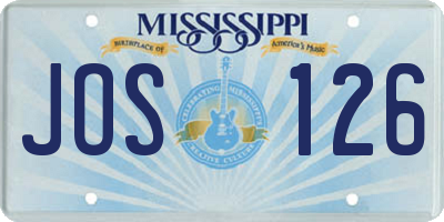 MS license plate JOS126