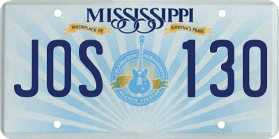 MS license plate JOS130