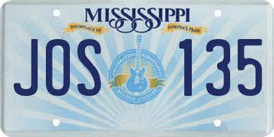 MS license plate JOS135