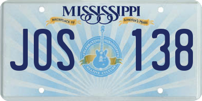 MS license plate JOS138