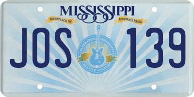 MS license plate JOS139