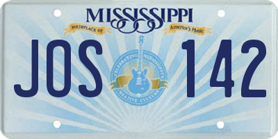 MS license plate JOS142