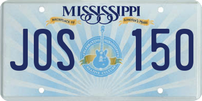 MS license plate JOS150