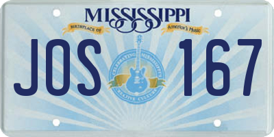 MS license plate JOS167