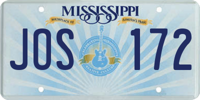 MS license plate JOS172