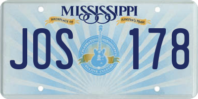 MS license plate JOS178