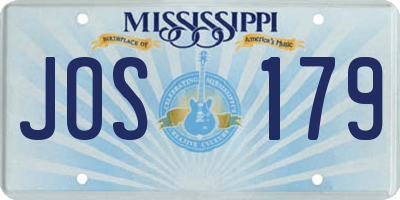 MS license plate JOS179