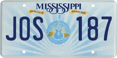 MS license plate JOS187