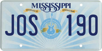 MS license plate JOS190