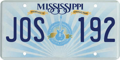 MS license plate JOS192