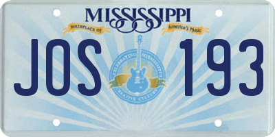 MS license plate JOS193