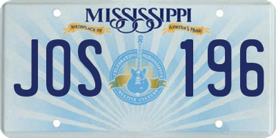 MS license plate JOS196